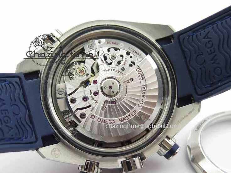 0129 EyeCatching Planet Ocean Master Chronometer SS OM 1:1 Best Edition Blue Dial On Leather Strap A 8176